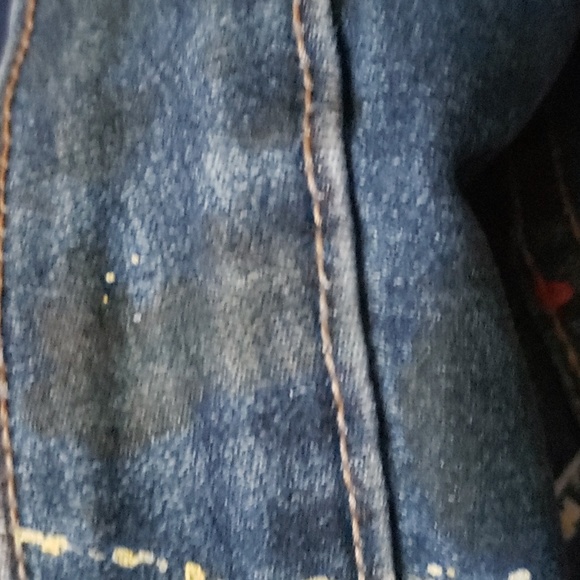 AP Blue by Aphrodite jeans 1XL Distressed dark denim paint splatter High-waisted - Picture 7 of 13